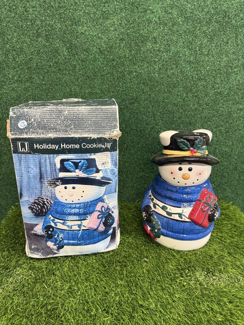 VTG Lindsey Jordan Snowman Ceramic Cookie Jar Christmas Holiday Home Decor
